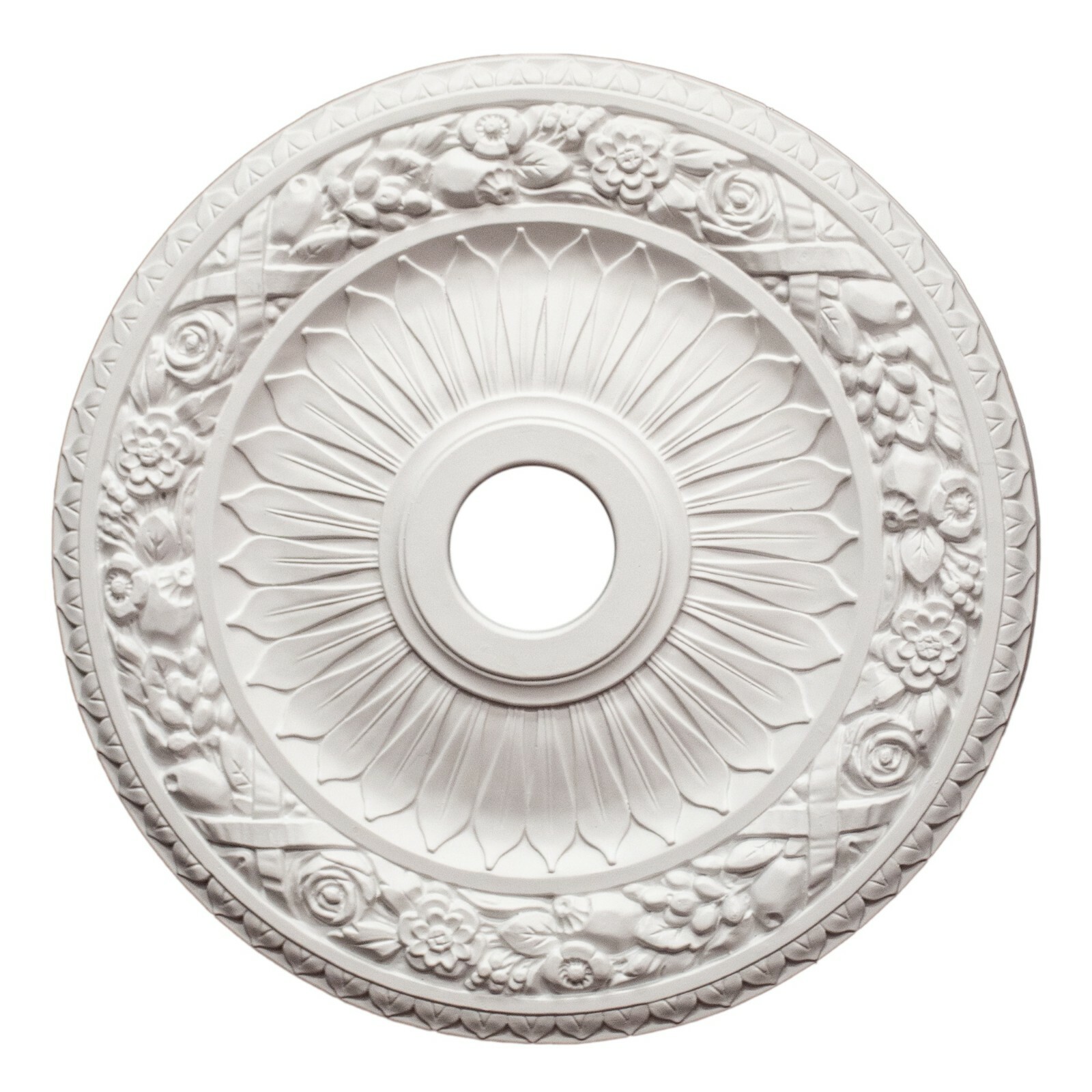 24" ROUND CHANDELIER CEILING MEDALLION ANTIQUE WHITE FOYER DINING ROOM BEDROOM gallery