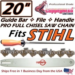 COPPERHEAD 20″ BAR, PRO FULL CHISEL SAW CHAIN, FILE FITS STIHL MS261 271 26RS-81