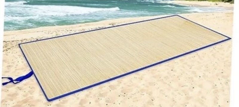 2 Pack Bamboo Beach Mat Waterproof NonSlip 70" x 28" Blue Boarder Picnic Camping gallery