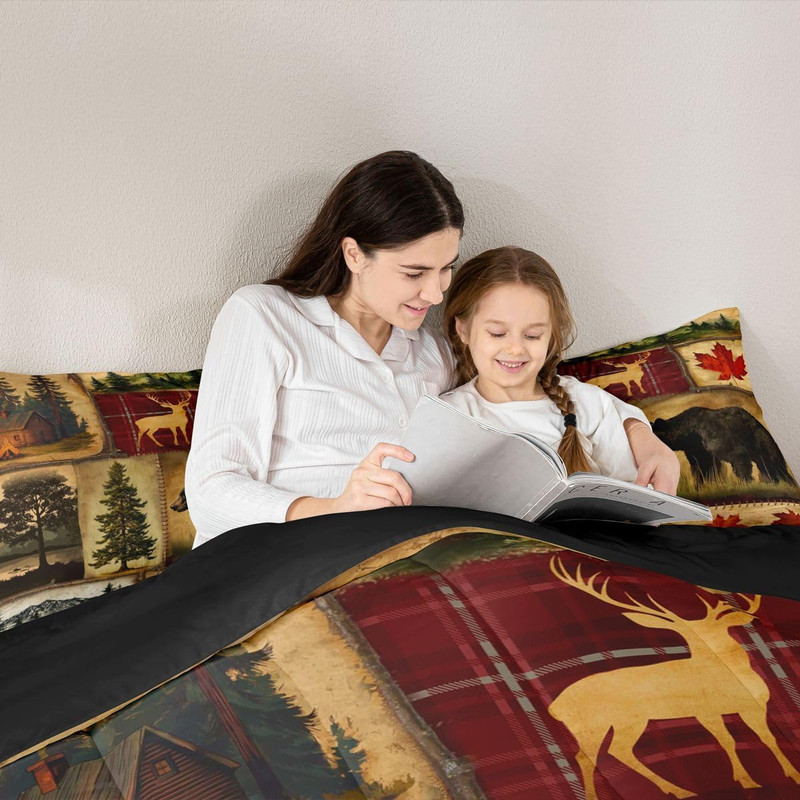 Rustic Farmhouse Bedding Comforter Sets King Size, Retro Cabin Lodge Bedding Set gallery