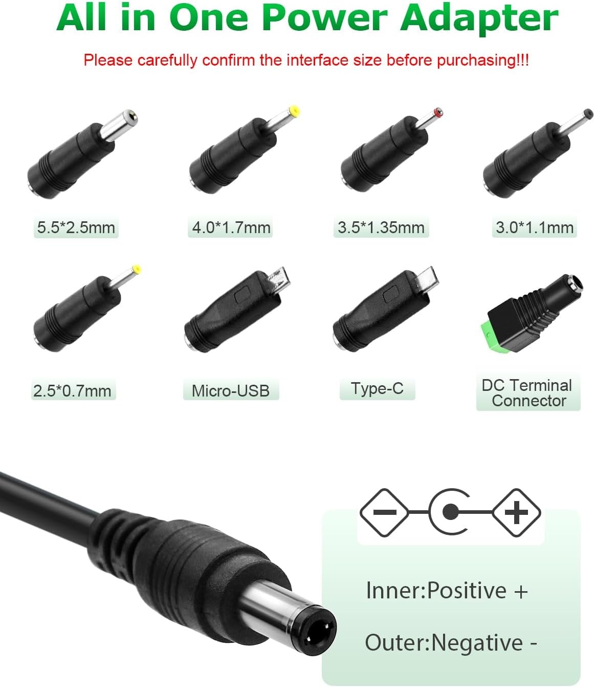 5V 1A Power Supply Adapter 5W AC DC Charger with 8 Tips Replacement Cord gallery