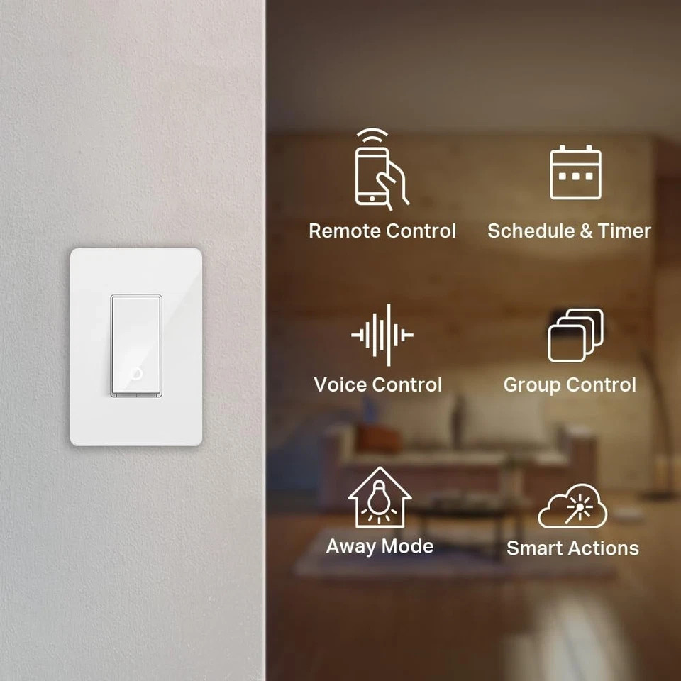 Light Switch Single Pole Wi-Fi Compatible Voice Control No Hub Required c0 gallery