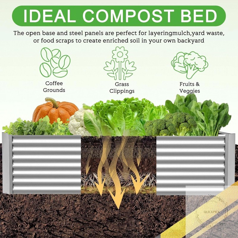 3 Pack Corrugated Galvanized Steel Raised Garden Bed Outdoor, Metal Above Ground gallery