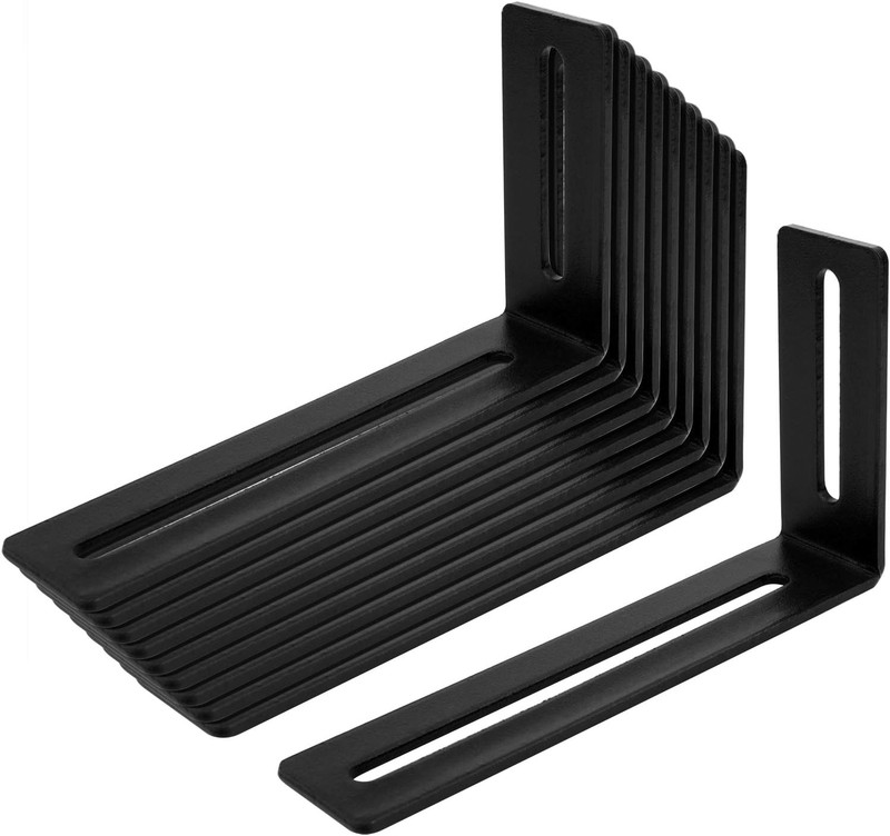 10 PCS 5-5/8" Black Adjustable L-Shape Corner Brace with Slot, Steel Joint Right gallery