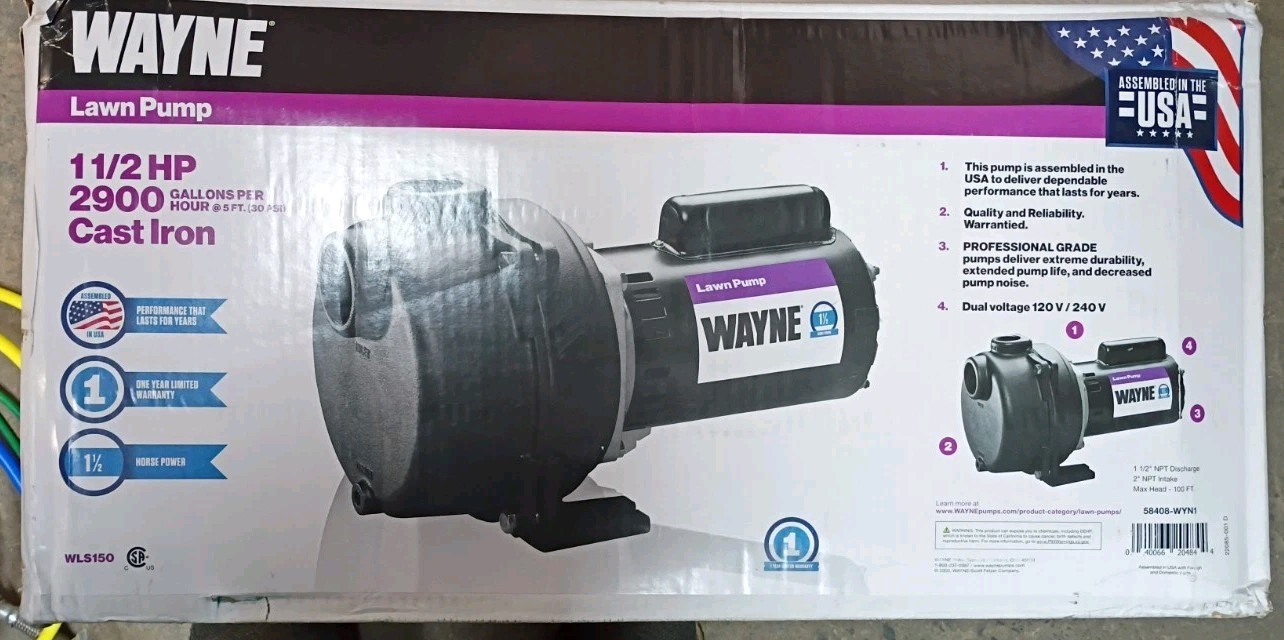 Wayne WLS150 1-1/2 HP Cast Iron Quick-Prime Lawn-Sprinkler Pump NEW Open Box gallery