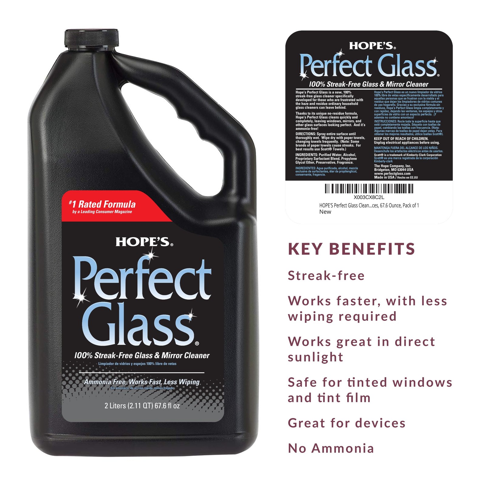 Perfect Glass Cleaner Spray Refill, Streak-, Ammonia-Window, Mirror, Screen, ... gallery