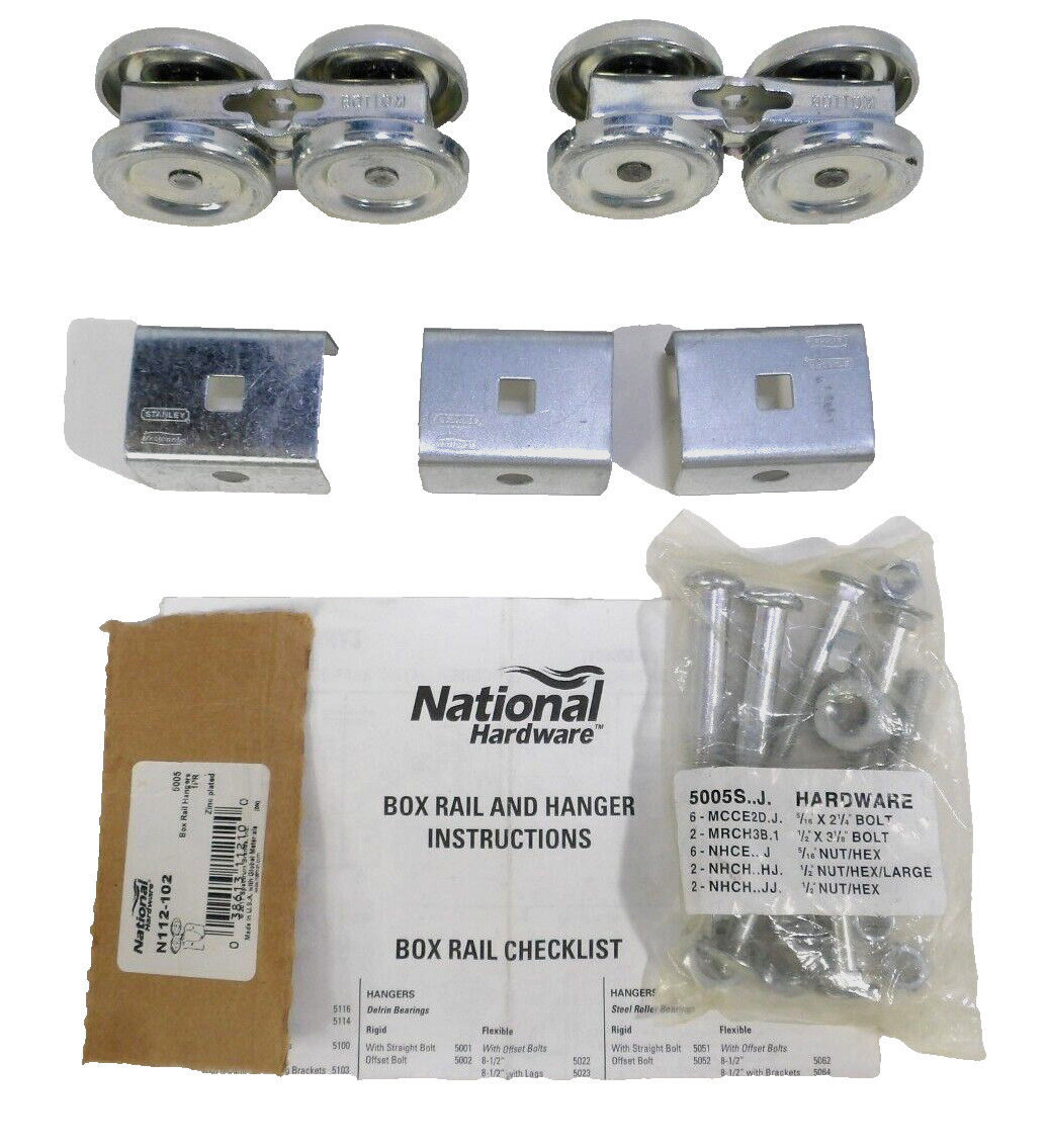 NATIONAL HARDWARE Box Rail Hangers, 2 BOTTOM rollers, brackets & bolts NEW gallery