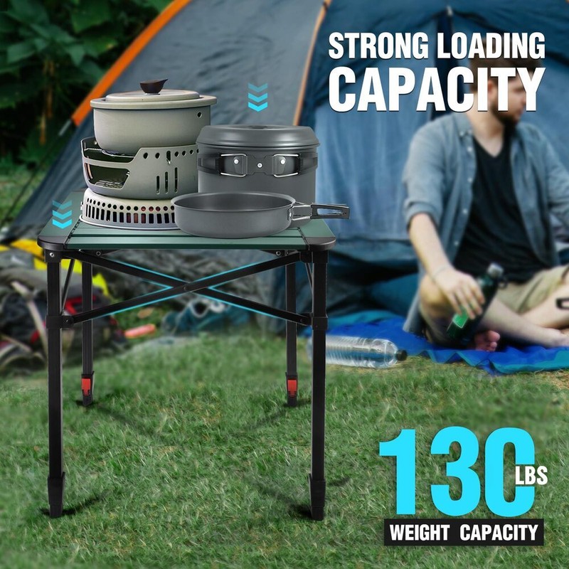 VILLEY Medium Folding Camping Square Table Adjustable Aluminum Table w/Carry Bag gallery