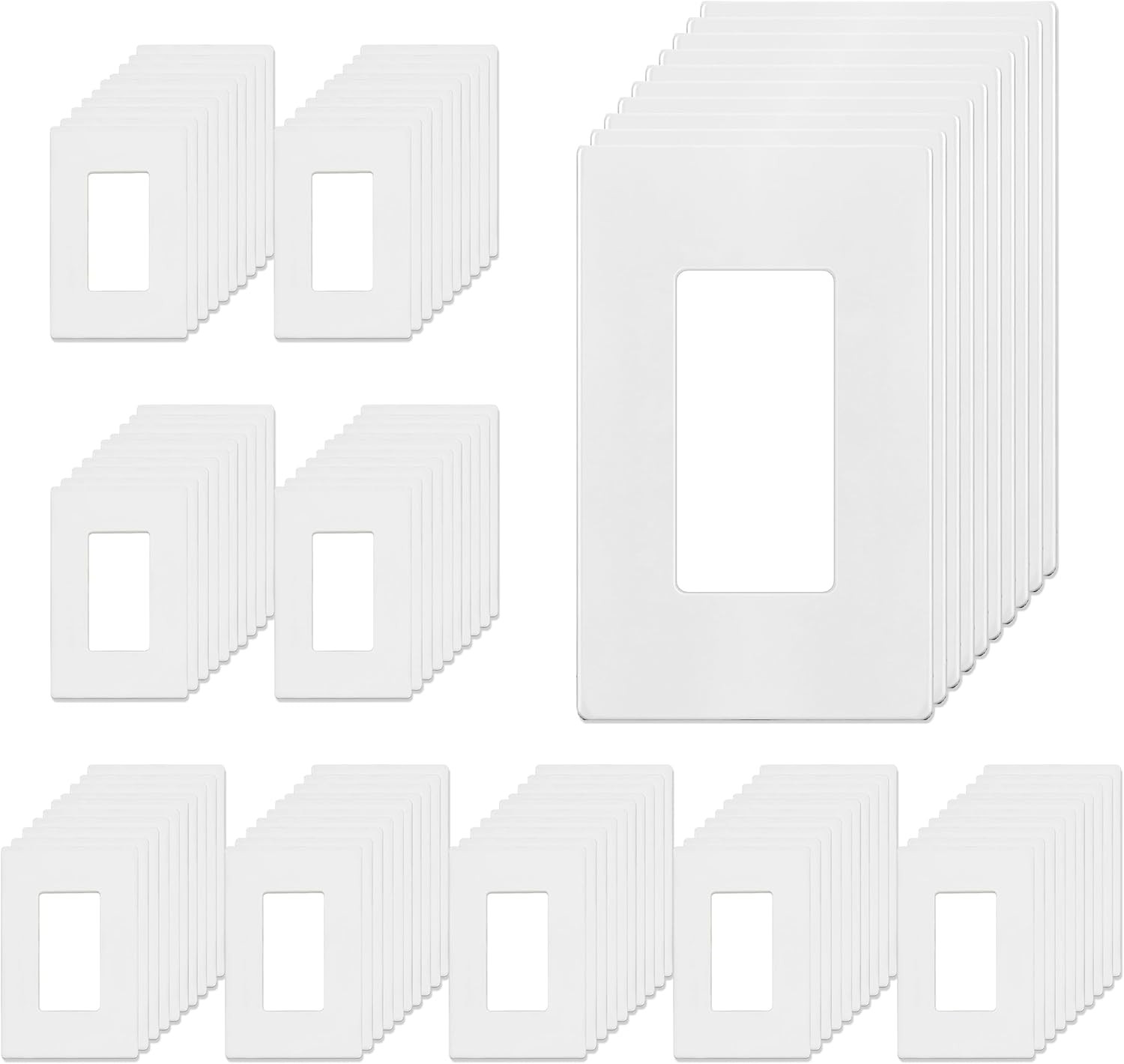 Child Safe Screwless Wall Plates, 1-Gang, 100 Pack, Glossy White gallery
