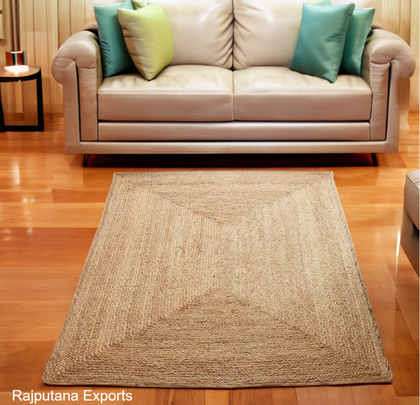 Handmade Natural jute rug Non slip Braided Square and Rectangle sisal rug Large gallery