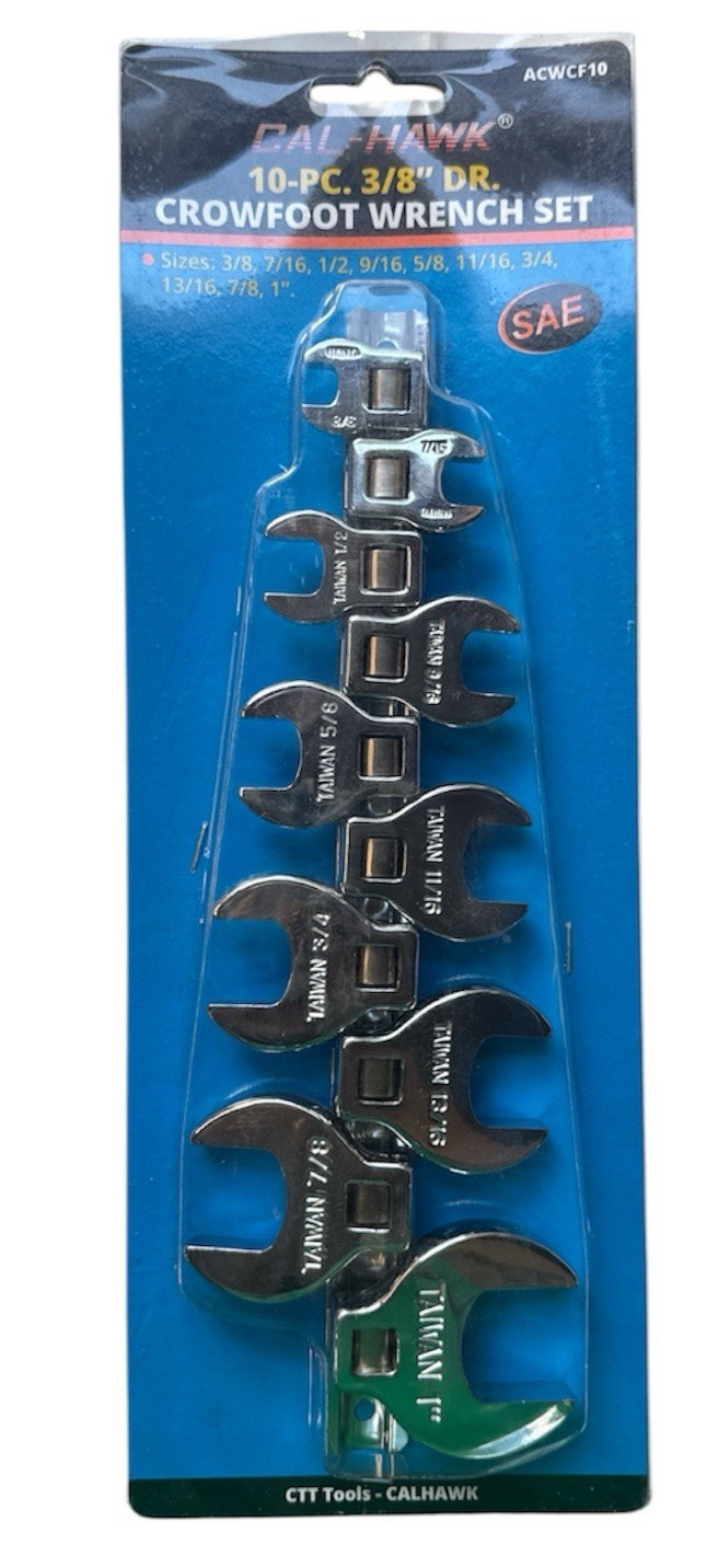 Cal-Hawk 3/8" Drive Flare Nut 10pc Wrench Set Crome Plated Steel ~ SAE gallery