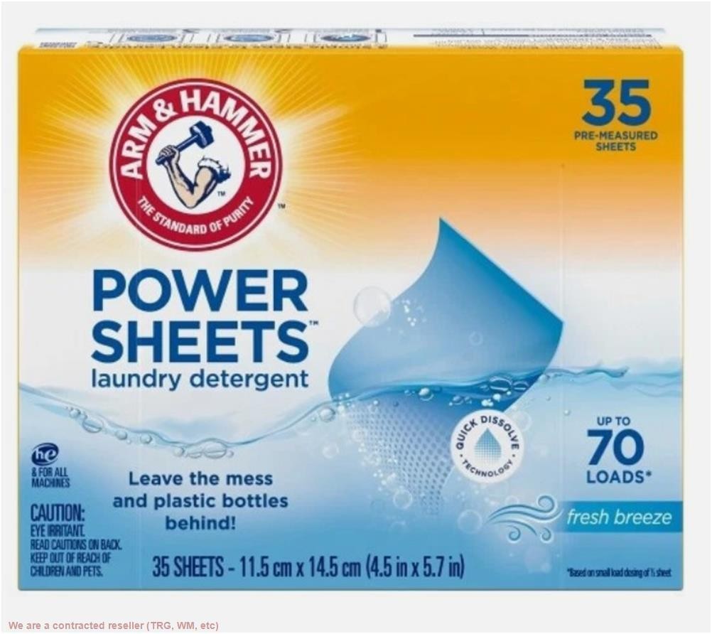 LOT OF 10!!!! Arm & Hammer Laundry Detergent Power Sheets,Fresh Breeze, 35 Ct gallery