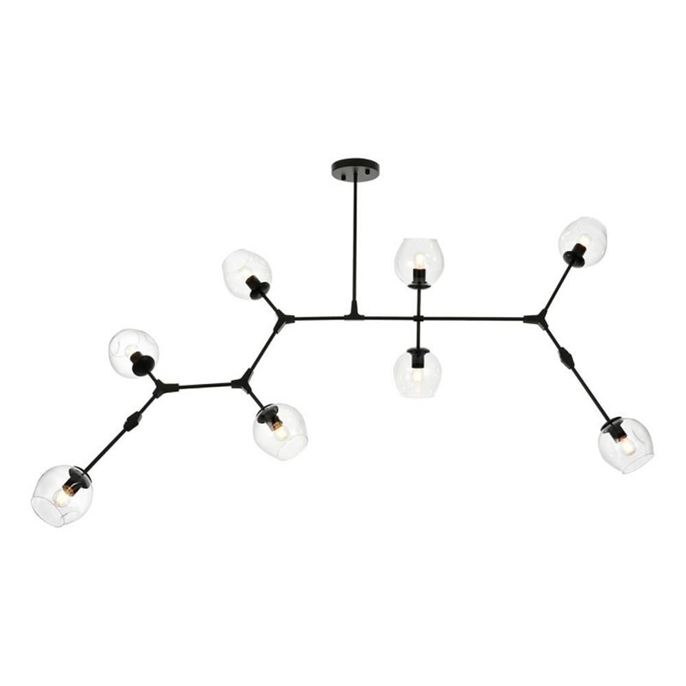 Elegant Lighting Cavoli 74" 9-Light Metal & Glass Chandelier in Black/Clear gallery