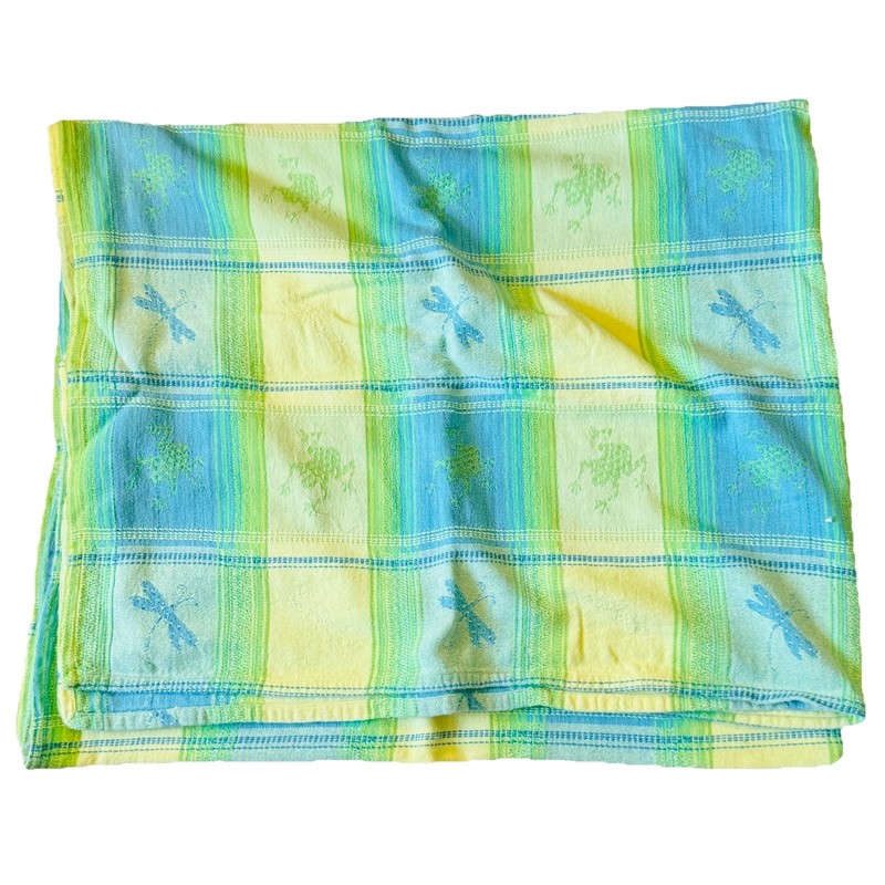 Spring Tablecloth Dragon Fly Frog Green Yellow Blue 56” X 90” Cotton Blend gallery