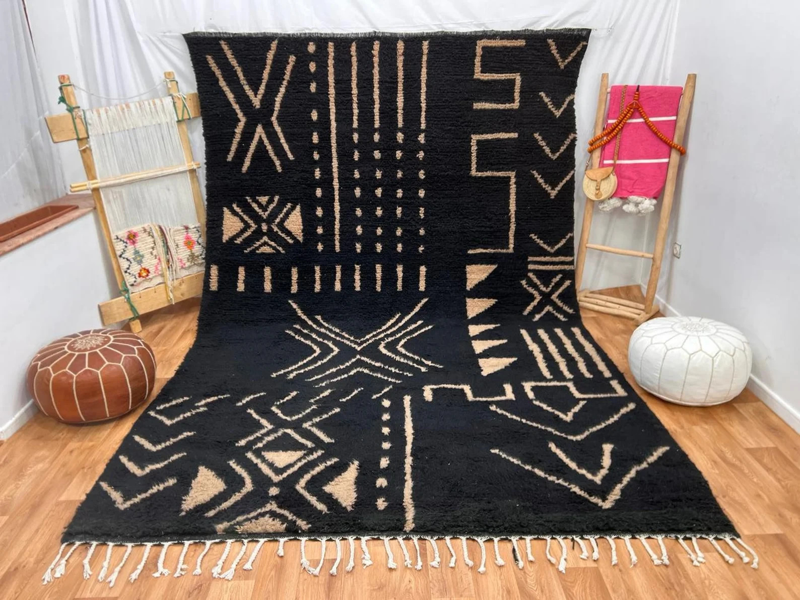 Black Beautiful Moroccan rug - Custom wool rug - Handmade rug gallery