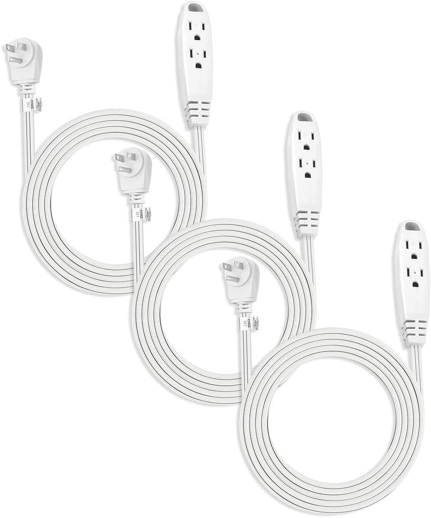 3Pack 6FT Indoor Extension Cord 3 Prong with 3 Outlet White 16AWG 125V 1625 NEW gallery