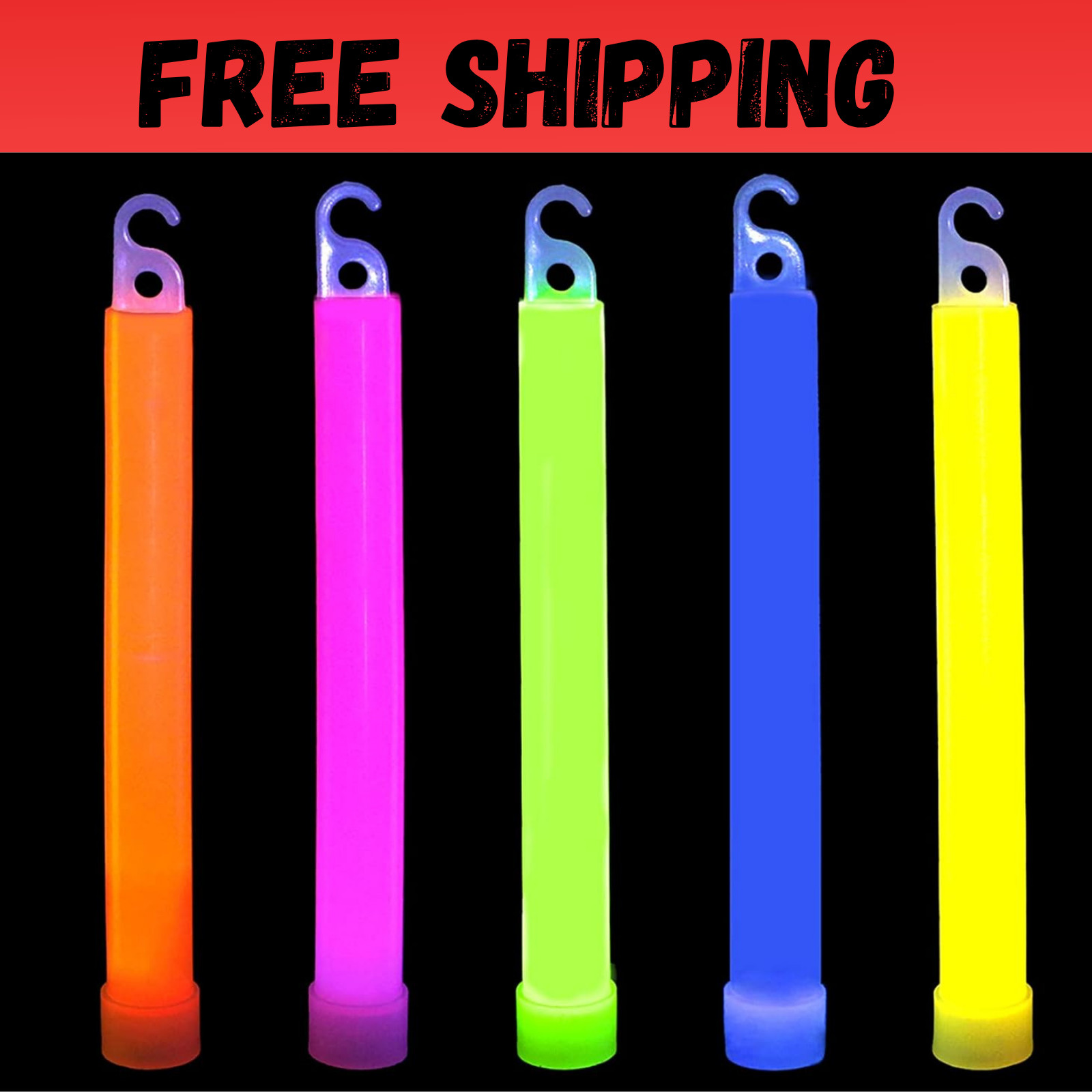 50 Pcs 6'' Premium Glow Sticks Bulk - Ultra Bright Large Glow Necklaces gallery