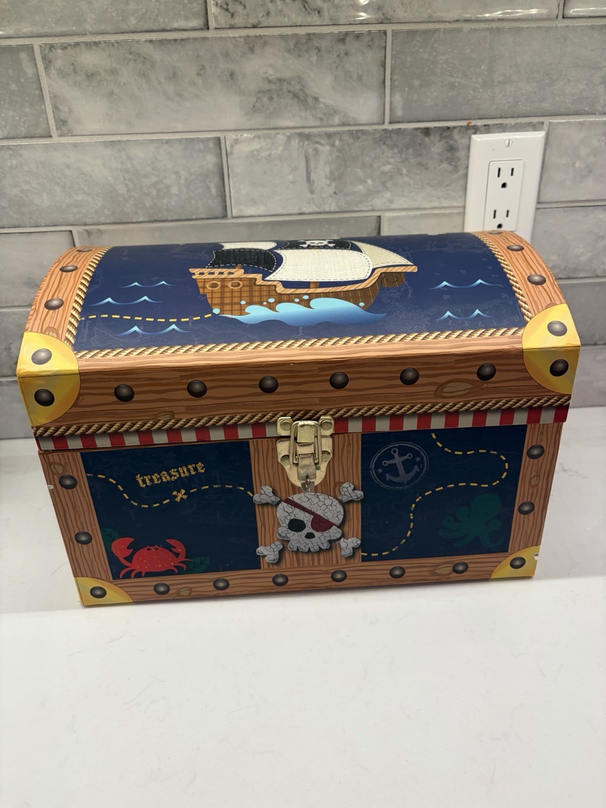 Large Pirate Ship Treasure Chest Toy Box For Toys Storage Keepsake Cardboard gallery