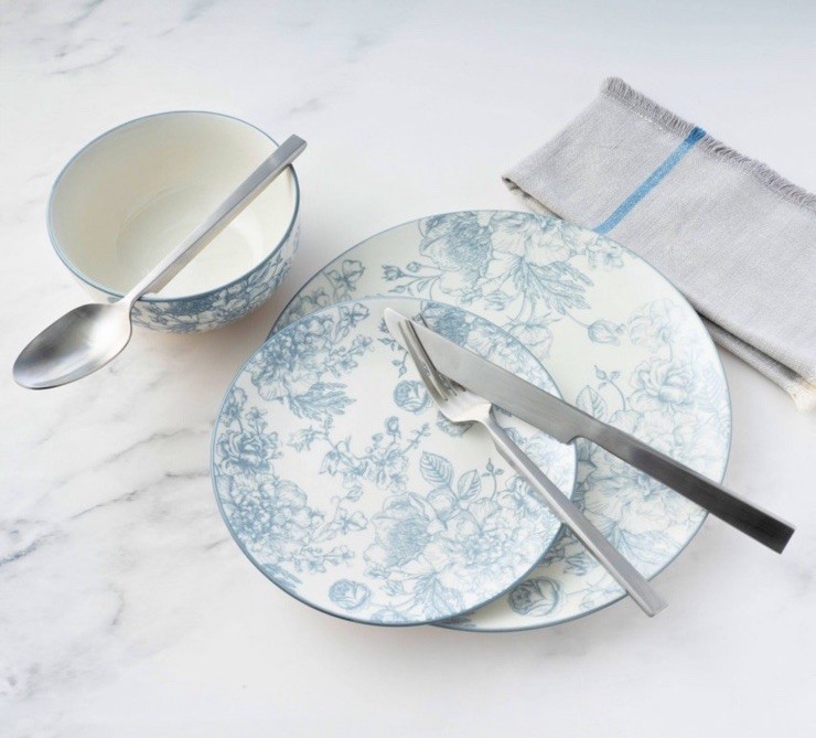 Godinger Silver 12pc Porcelain Banbury Dinnerware Set Gray - NEW In Box gallery