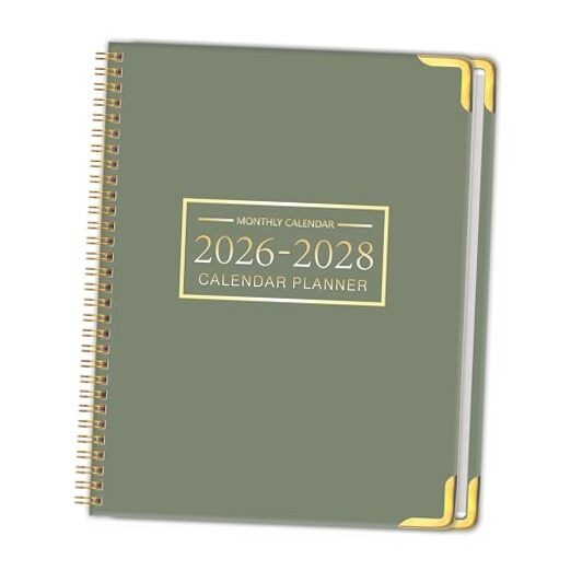 Monthly Planner 2026-2028 Hard Cover with Metal Corner 3 Year Calendar Green gallery