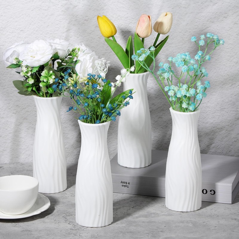 8 Tall Conic White Unbreakable Composite Plastic Table Floral Vase 10 PCS gallery