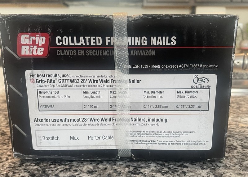 Grip Rite Collated Framing Nails | Wire Weld Clipped Head | 2-3/8"x .113" | 2500 gallery
