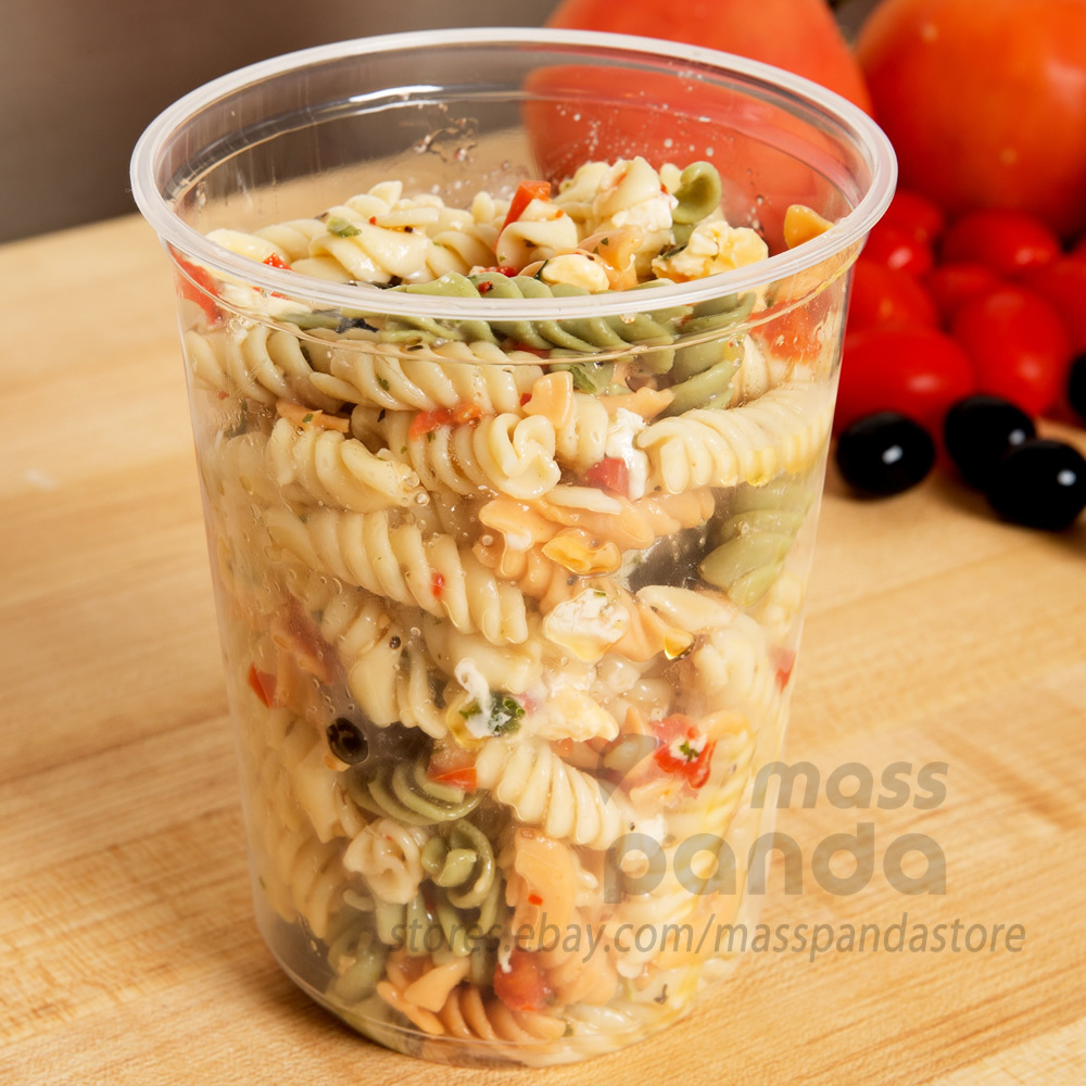 32oz Round Clear Plastic Deli Food/Soup Restaurant Storage Container Cup w/ Lids gallery