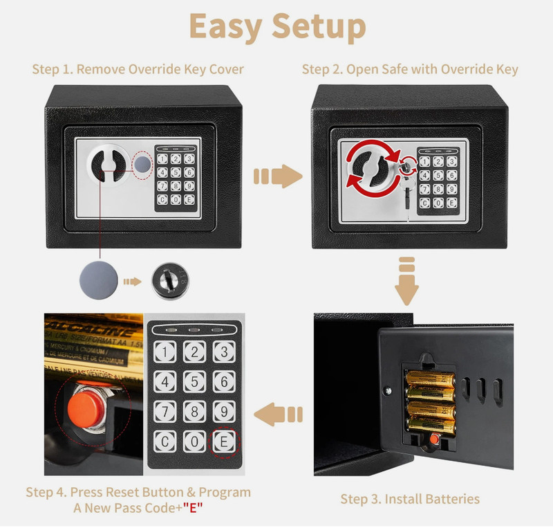 Digital Safe Box fireproof Security lock box for Home Office Cash Jewelry Gun gallery