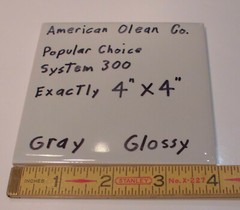 1 pc. *Light Gray* Glossy Ceramic Tile by American Olean; 4″ X 4″ Exact Size