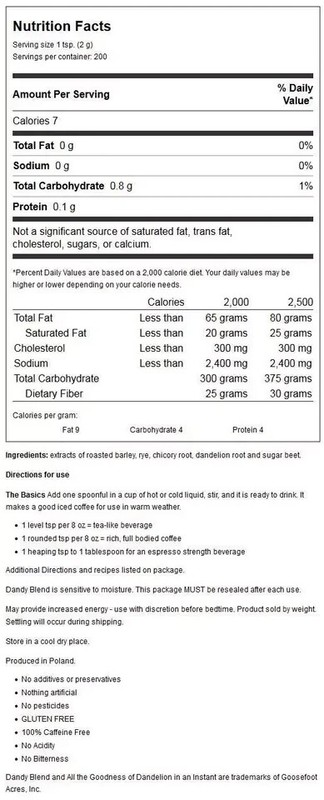 Dandy Blend Instant Herbal Beverage with Dandelion 14.1 oz Pkg gallery