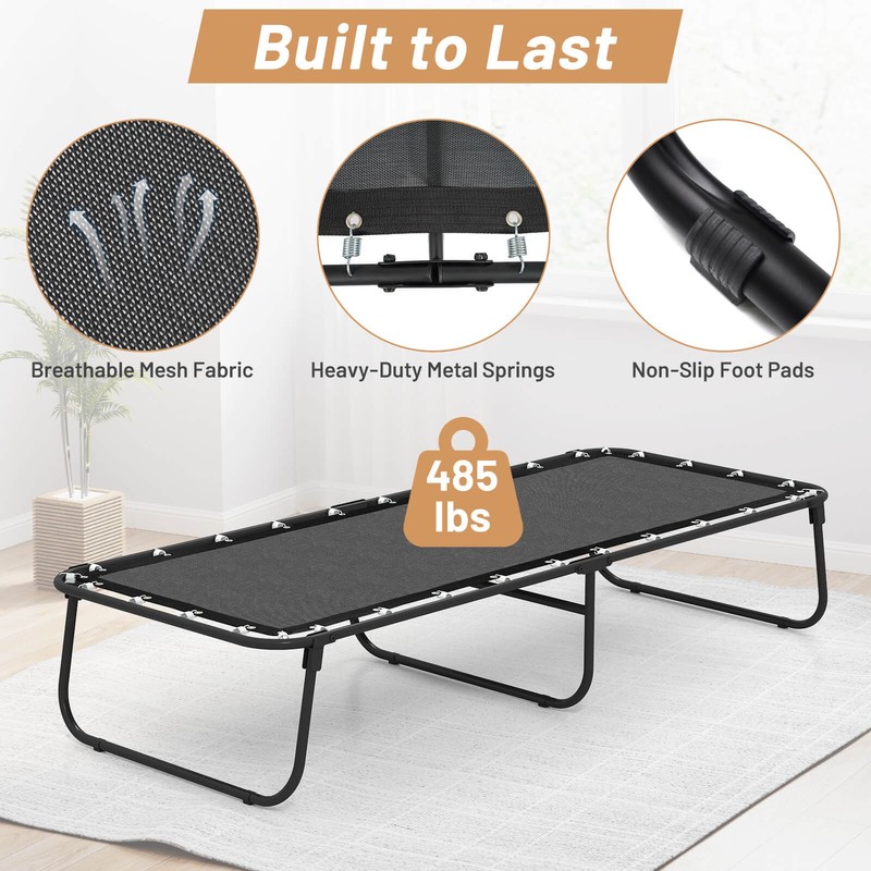 75" x 31" Folding Bed w/ Memory Foam Breathable Mesh & Heavy-Duty Metal Frame gallery