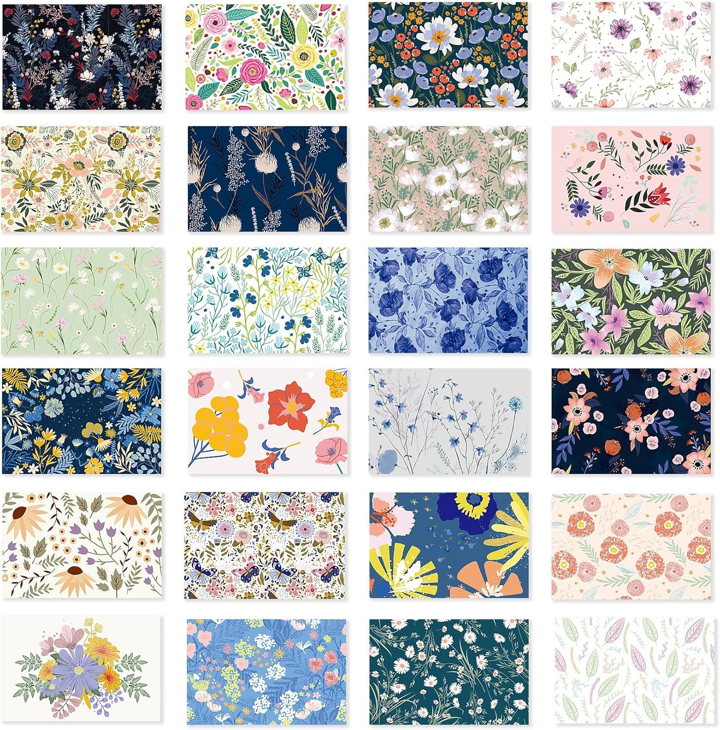 24 Pack Boxed Floral Blank Greeting Cards with 4x6 inches, floral gallery