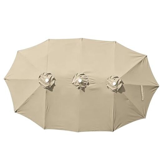 15ft Double-sided Umbrella Replacement Canopy only fits 15ft 12ribs Frame Khaki gallery