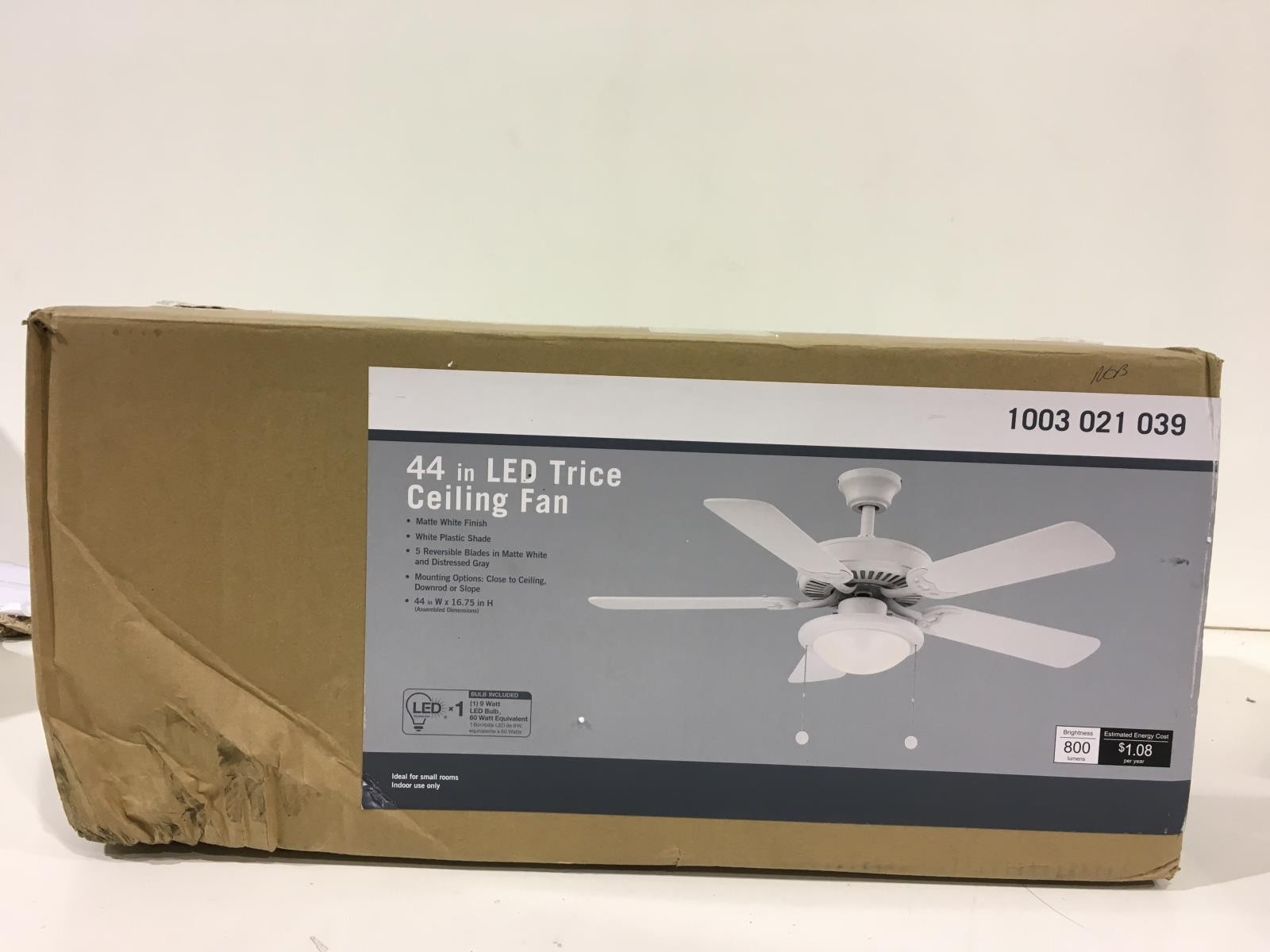 Trice 44 in. LED Matte White Ceiling Fan New (OPEN) gallery