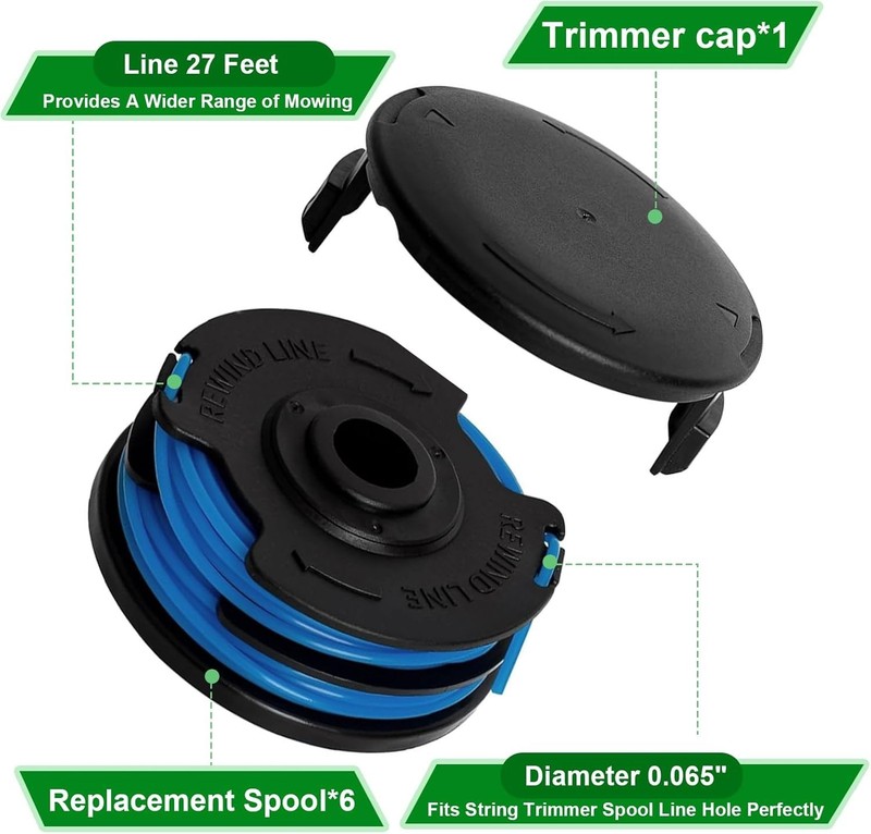 Durable 27ft Electric String Trimmer Spools & Cap Set - Fits Homelite Models gallery
