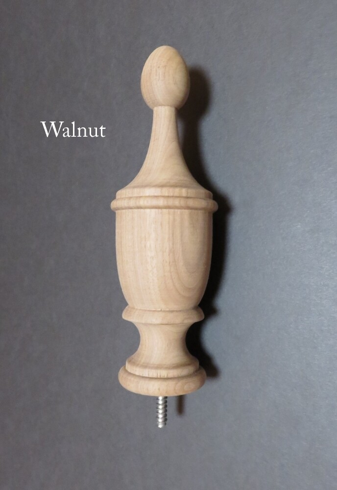 Bedpost Finial. 7 3/8H, 2 1/4W, 1 3/4Base.Oak Maple Cherry Mahogany Walnut #98 gallery