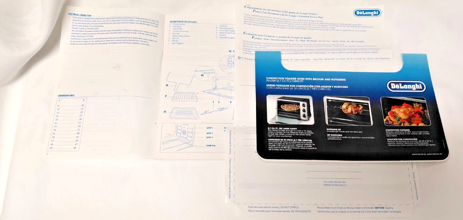 De'Longhi Electric Oven Instructions User's Manual Booklet (p3s) gallery