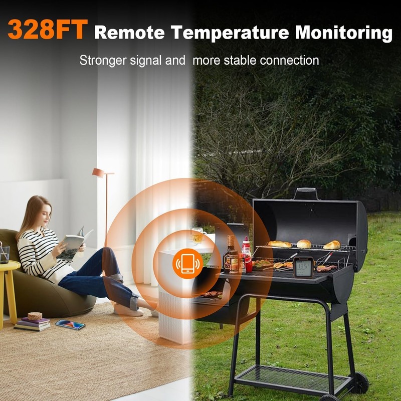 Digital Meat Thermometer with 4 Probes, 328FT Wireless BBQ Food Thermometer, gallery