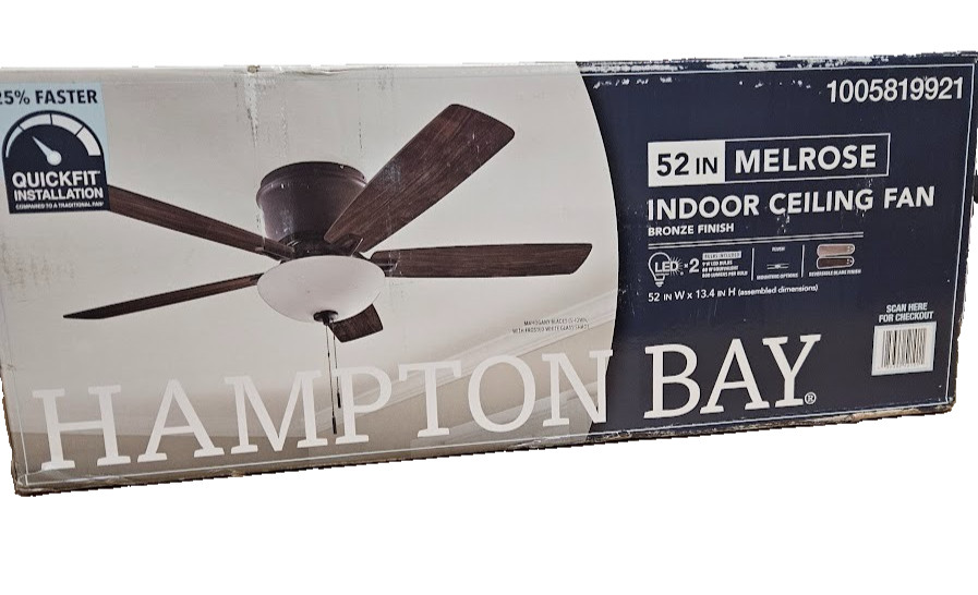 Hampton Bay Melrose 52 in. Indoor LED Hugger Bronze Dry Rated Ceiling Fan gallery