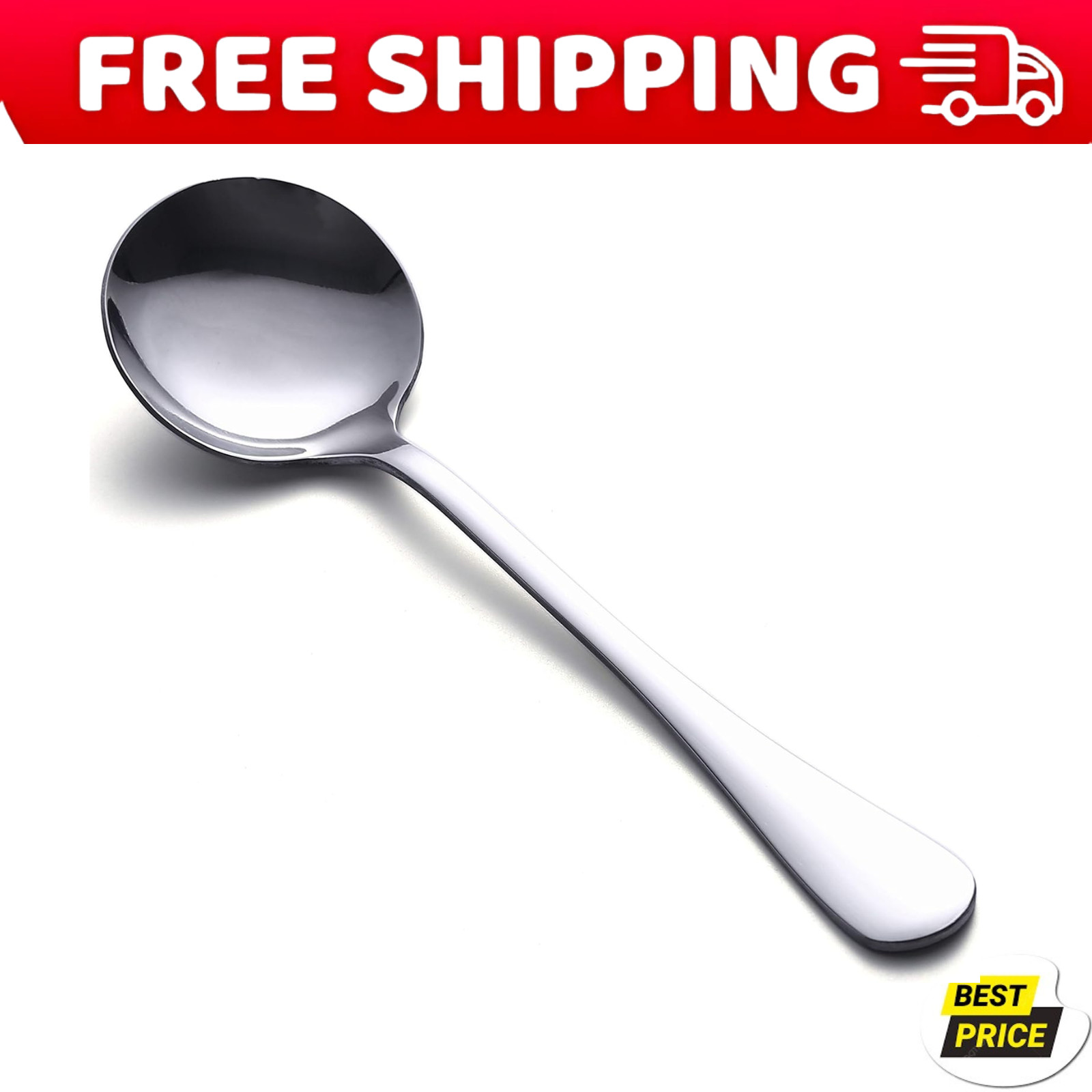 Soup Spoons 8-Piece Premium Stainless Steel Spoons round Spoons, Heavy-Weight gallery