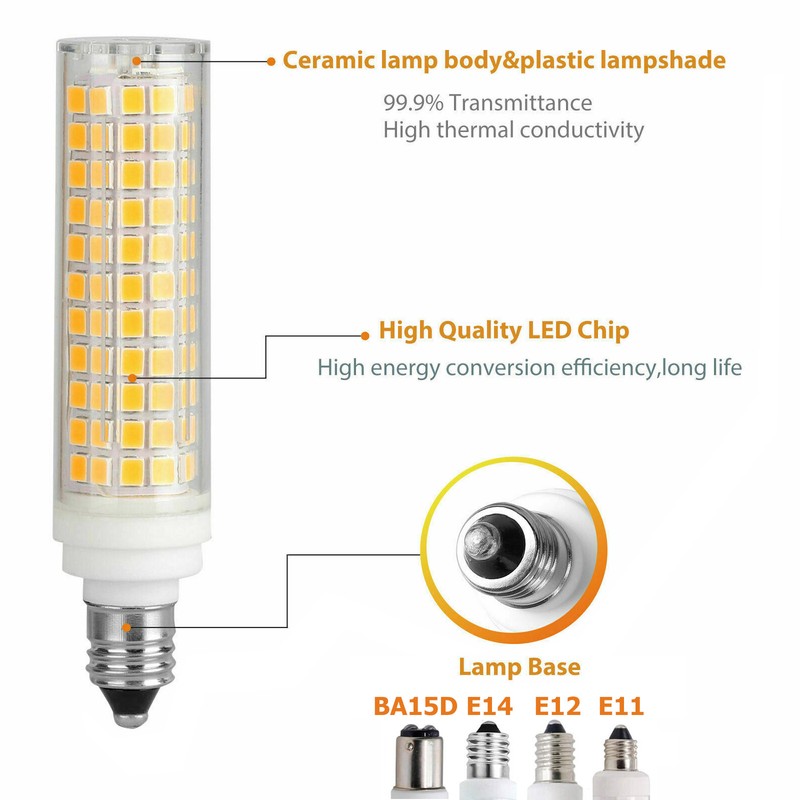 Dimmable BA15D E11 E12 E14 LED Corn Bulb Mini 136 LED Ceramics Light 15W Lamp US gallery