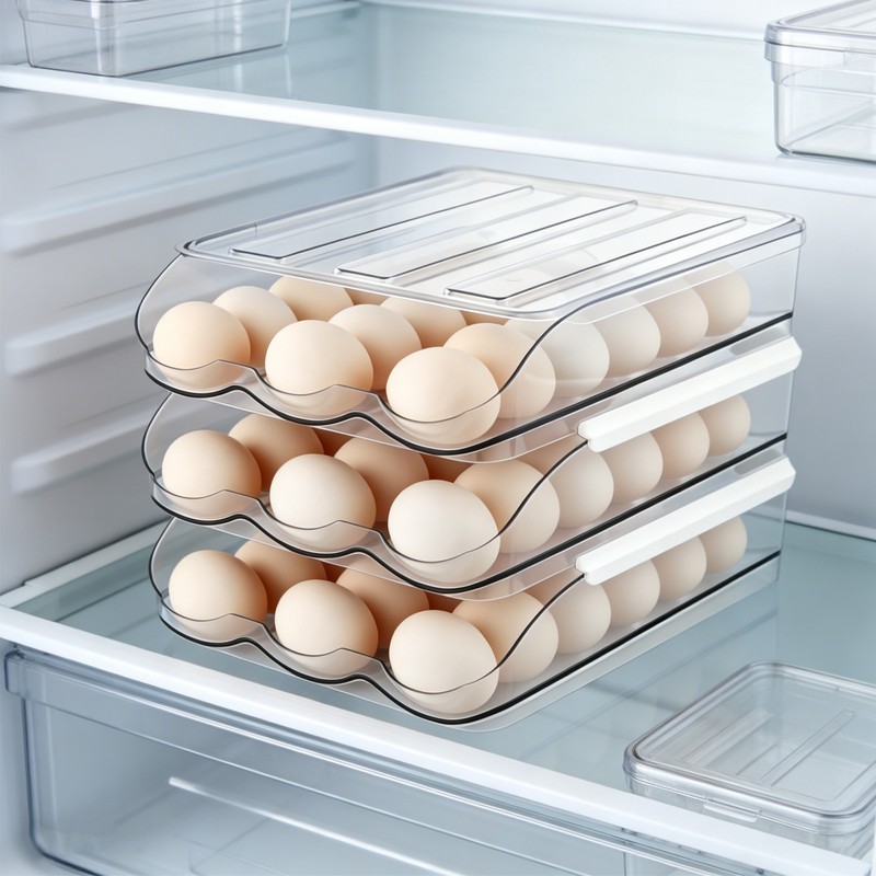 Egg Holder for Fridge Automatically Rolling Egg Storage Container Large Capacity gallery