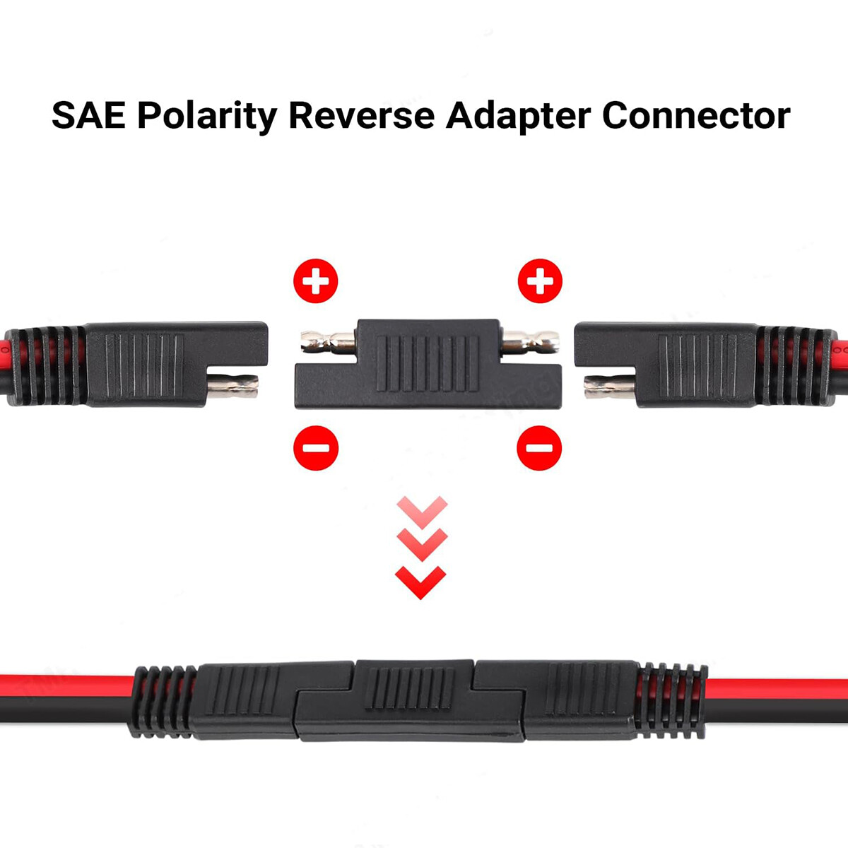 Solar SAE Polarity Reverse Adapter Connectors for SAE to SAE Quick Disconnect gallery