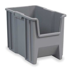 Akro-Mils 13014Grey Hang & Stack Storage Bin, Plastic, 10 7/8 In W, 12 1/2 In
