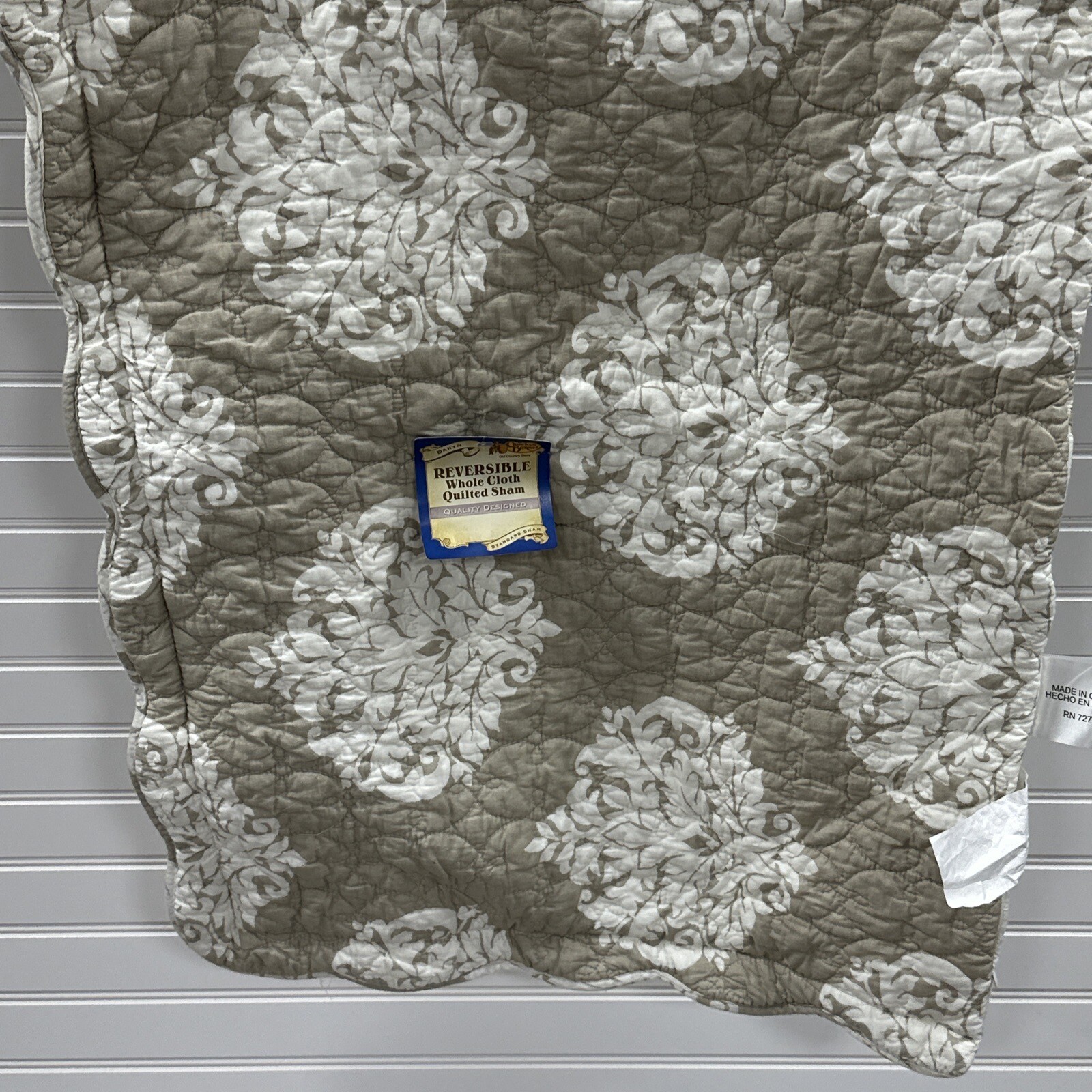 Cracker Barrel Daryn Reversible Whole Cloth Quilted Sham Standard Size Damask gallery