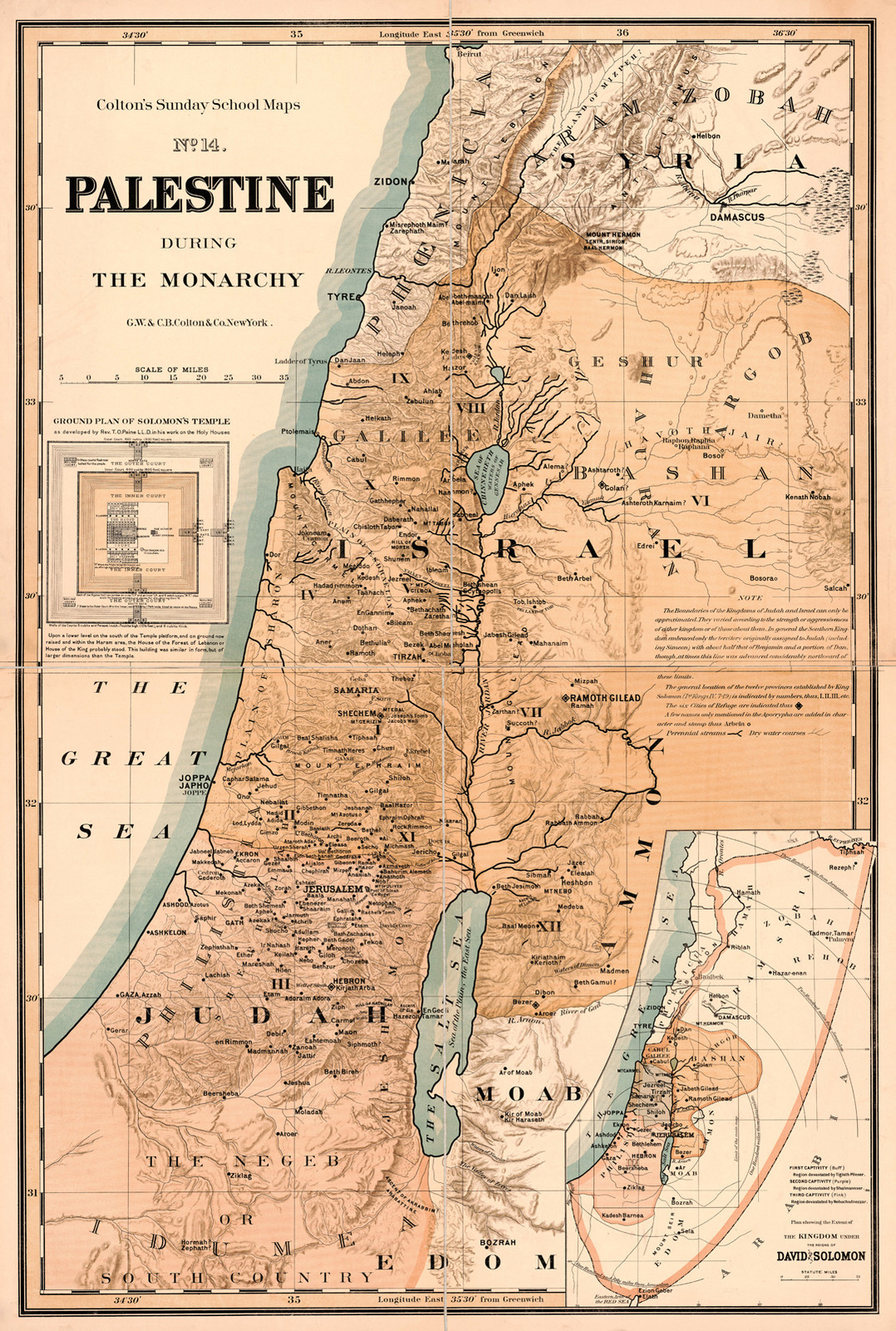 1895 Map Palestine During Monarchy Israel Christianity Wall Art Poster Print gallery