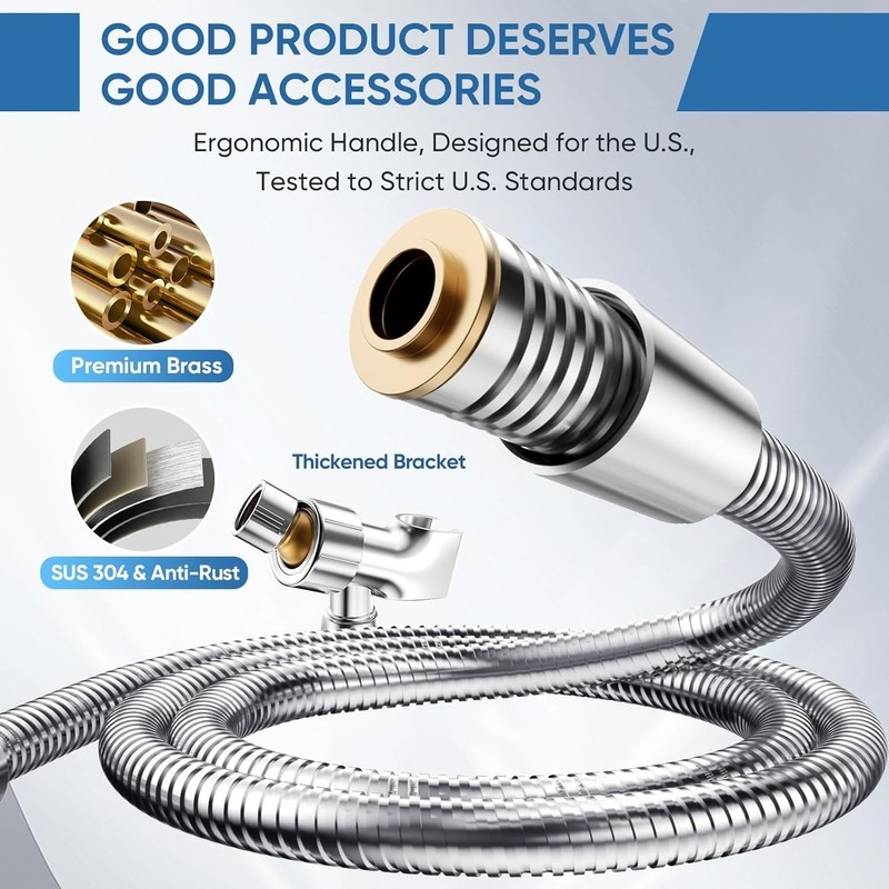 High Pressure Shower Head with Handheld,8 Modes,Heat-Resistant ABS Plastic Mater gallery