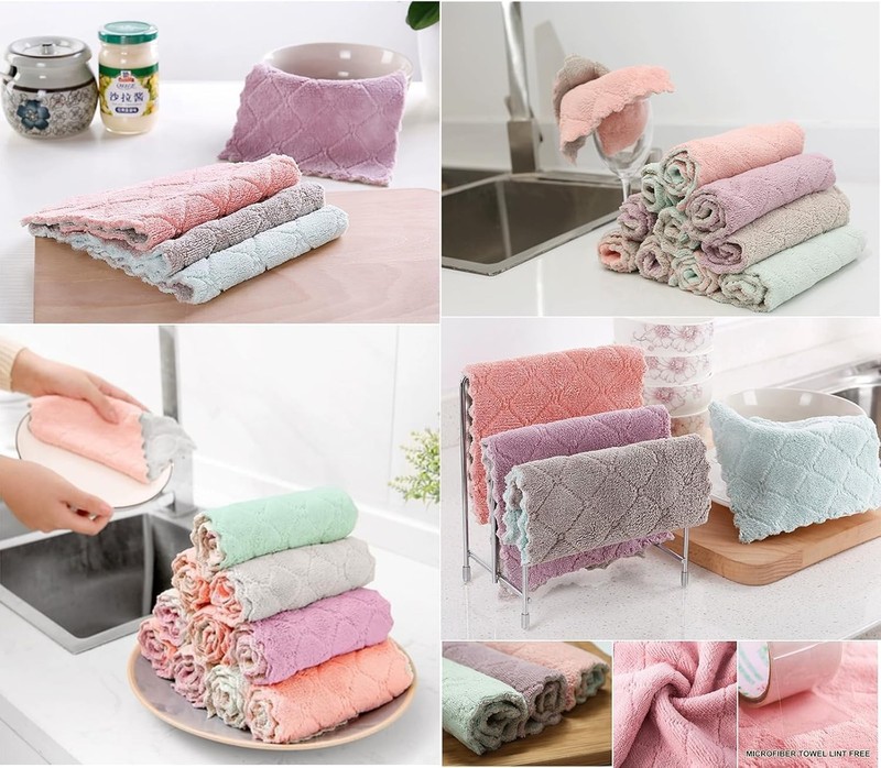 12 Pack Microfiber Dish Towels, Lint-Free and Odorless Cleaning Cloths gallery