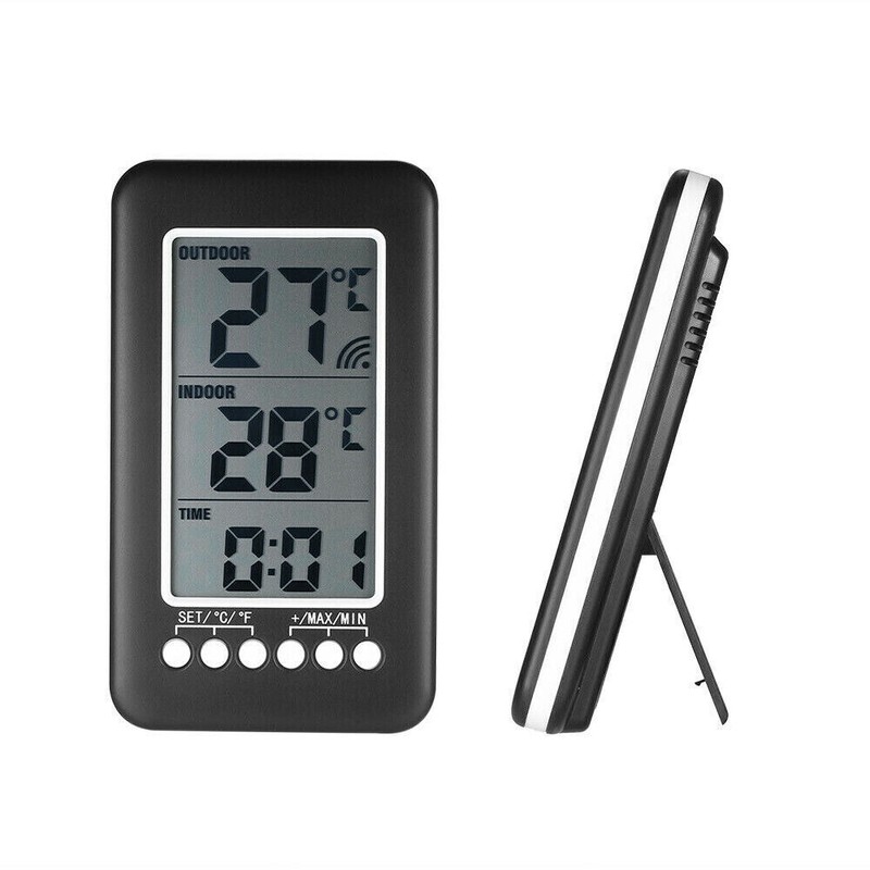 LCD Digital Thermometer Clock Indoor/Outdoor ℃/℉ Wireless Temperature Meter gallery