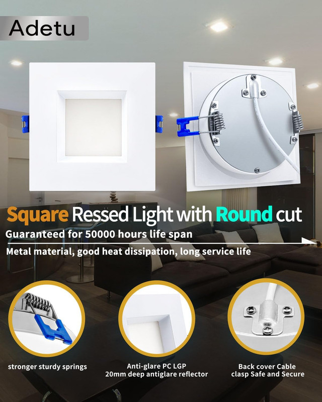 Dimmable 4" LED Downlight 12W 1080LM 5CCT Selectable - 6 Pack Square gallery